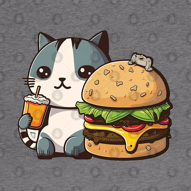 Cute Cat Eating Burger by Cute Pets Stickers